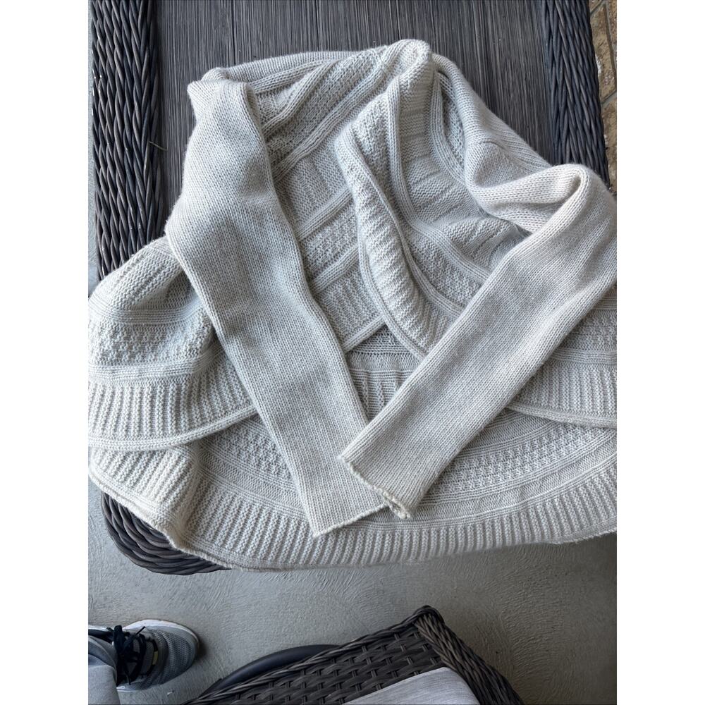 Autumn Cashmere Cashmere Merino Wool Blend Ivory Open Front Cardigan M - Picture 2 of 5